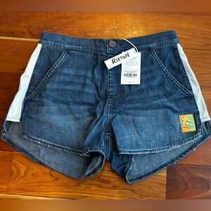Ripton Dark Blue Denim Jean Shorts with Side Panel